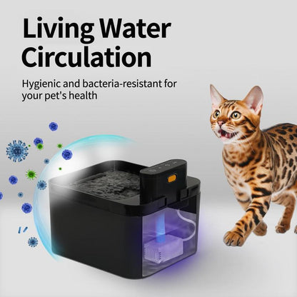 Automatisk vannfontene for katter, 2,2 l, batteridrevet fontene for kjæledyr med bevegelsessensor, trådløs, lydløs design for hunder og katter