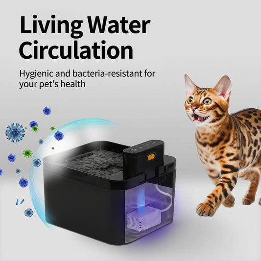 Automatisk vannfontene for katter, 2,2 l, batteridrevet fontene for kjæledyr med bevegelsessensor, trådløs, lydløs design for hunder og katter