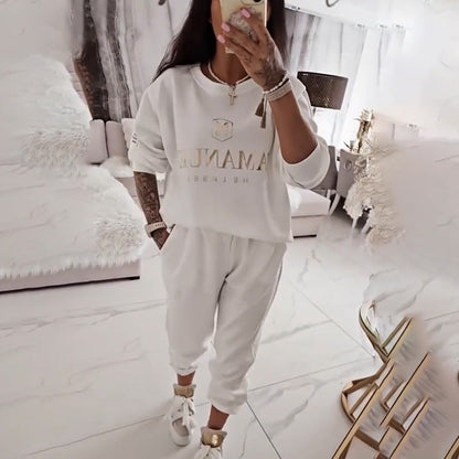 Conjunto de top y pantalón de manga larga para muje