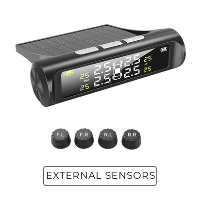 🚗59% OFF NOW! ✨ 🔥 Solar-Powered RV/Trailer TPMS w/4 Sensors & LCD for Live Tire Pressure/Temp