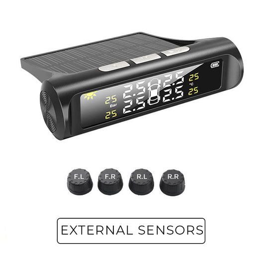 🚗59% OFF NOW! ✨ 🔥 Solar-Powered RV/Trailer TPMS w/4 Sensors & LCD for Live Tire Pressure/Temp