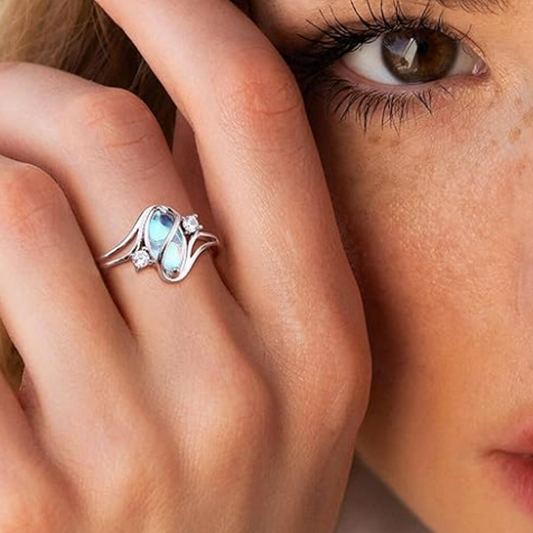 🔥Valentinsdagens bestselgere💍Geometrisk oval ring med zirkonia-detaljer💎