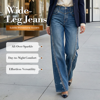 💫Damebukser med brede ben og strasspynt👖