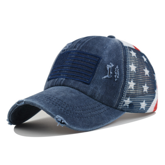 American Flag Ponytail Embroidered Hat