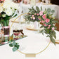 🌸 50% OFF! ✨ Gold-Tone Decorative Hoop with Wooden Stand – Customizable Table Centerpiece with LED String, Reusable Design for Flowers, Ribbon & Greenery – Elegant Iron & Pine Wood Craft for Events & Everyday Decor 🎀